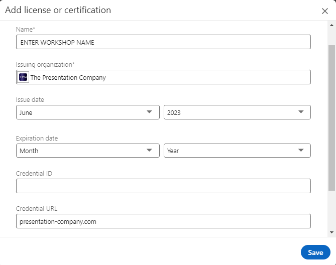 LI badge screenshot